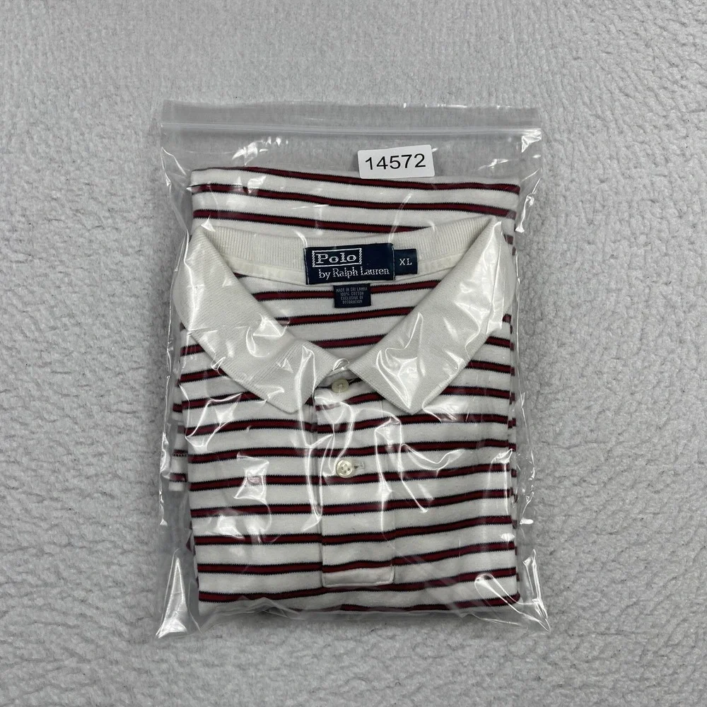 Polo Ralph Lauren Shirt Mens XL White Red‎ Striped Casual Preppy Workwear Travel